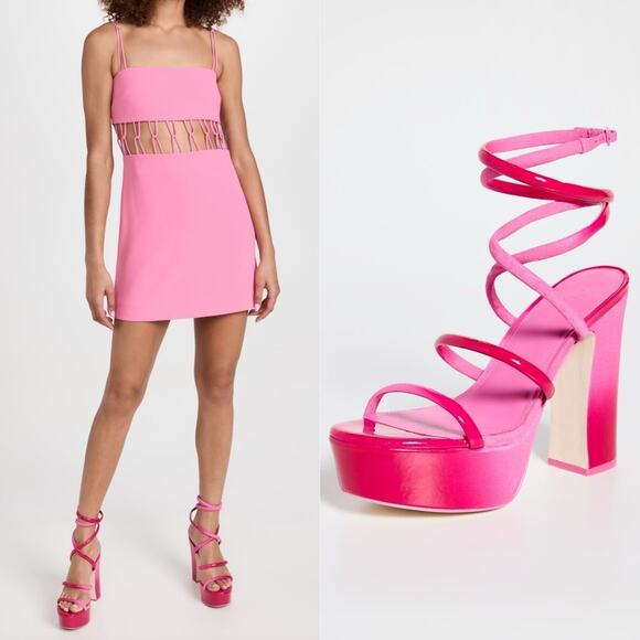 Cult Gaia Aliza Platform Ankle Wrap Sandal Pink - Picture 1 of 5